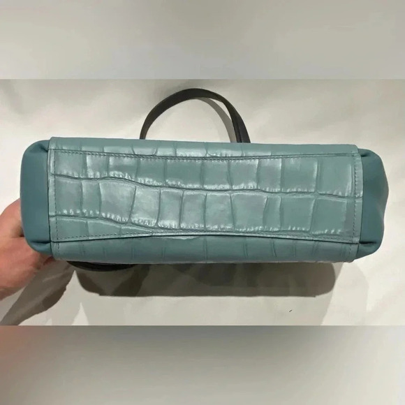 Coach Mini Brooke Carryall, colorblock alligator, Aquamarine/Navy, F28079, new - Picture 3 of 8